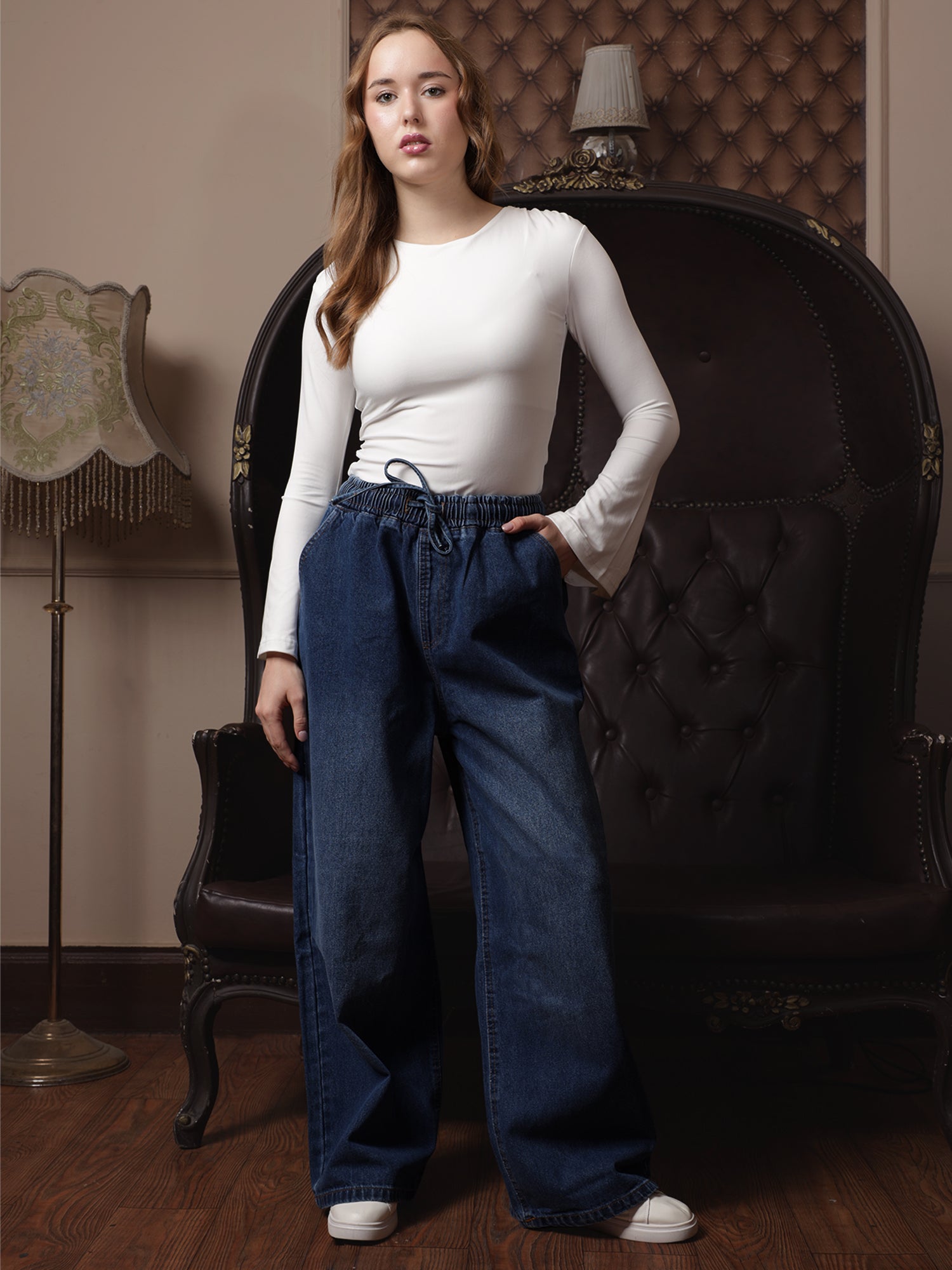 Owluxe Signature Elastic Waist Baggy Denim - BG01 - Midnight Navy