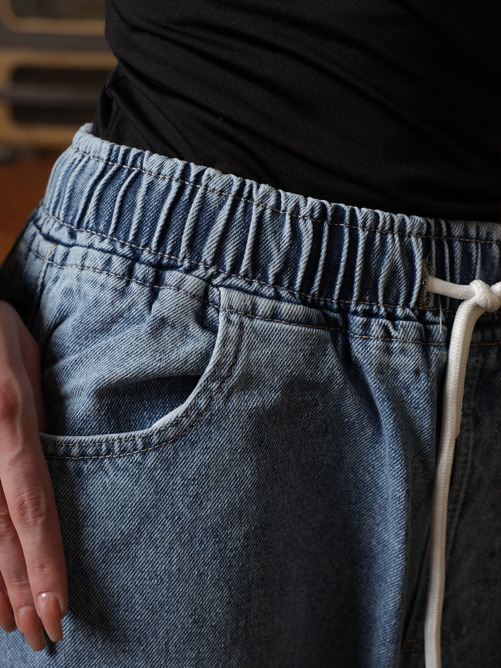 Owluxe Signature Elastic Waist Denim - Ocean Blue