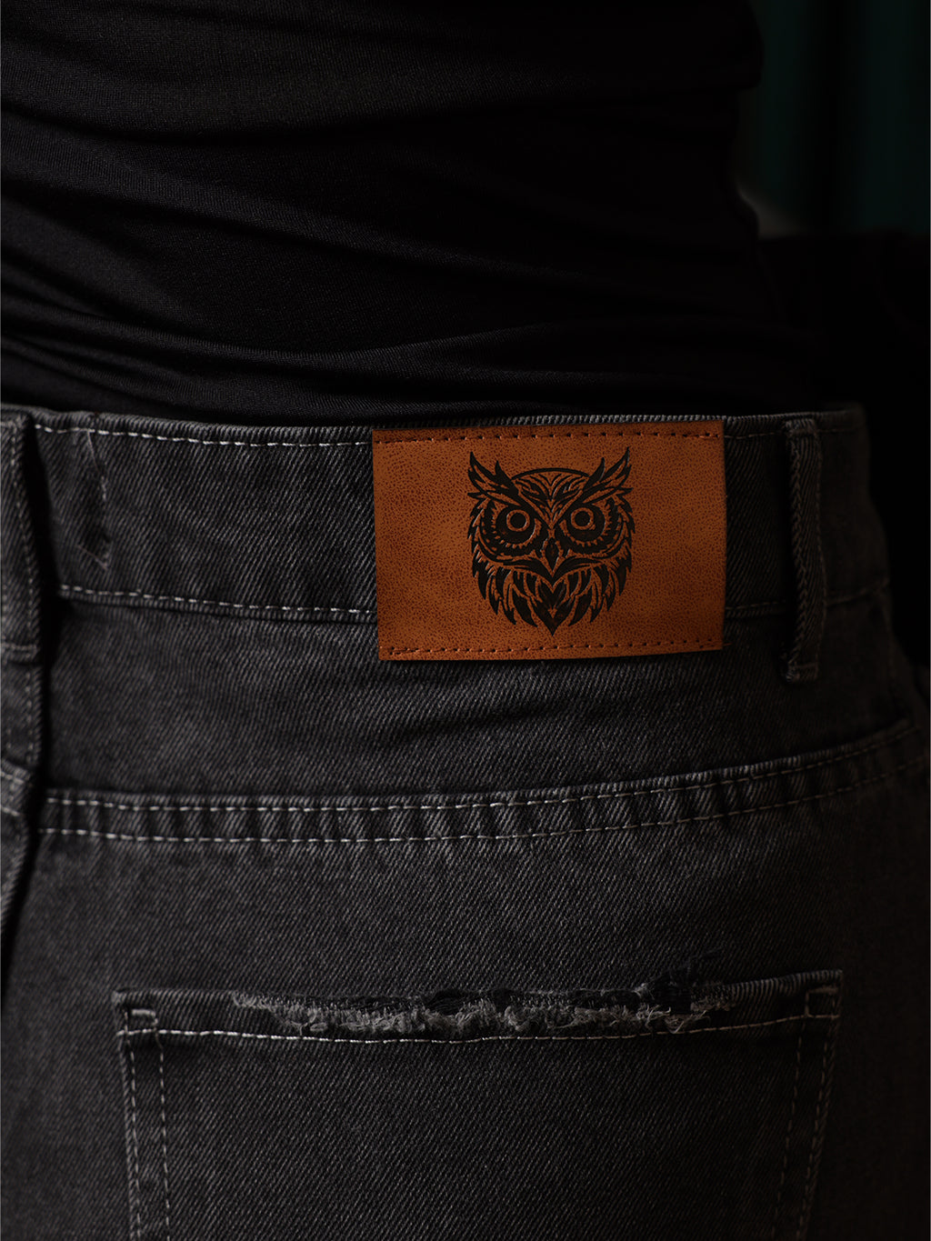 Owluxe Signature Super Wide-Leg Denim – SWL-02 – Charcoal Black