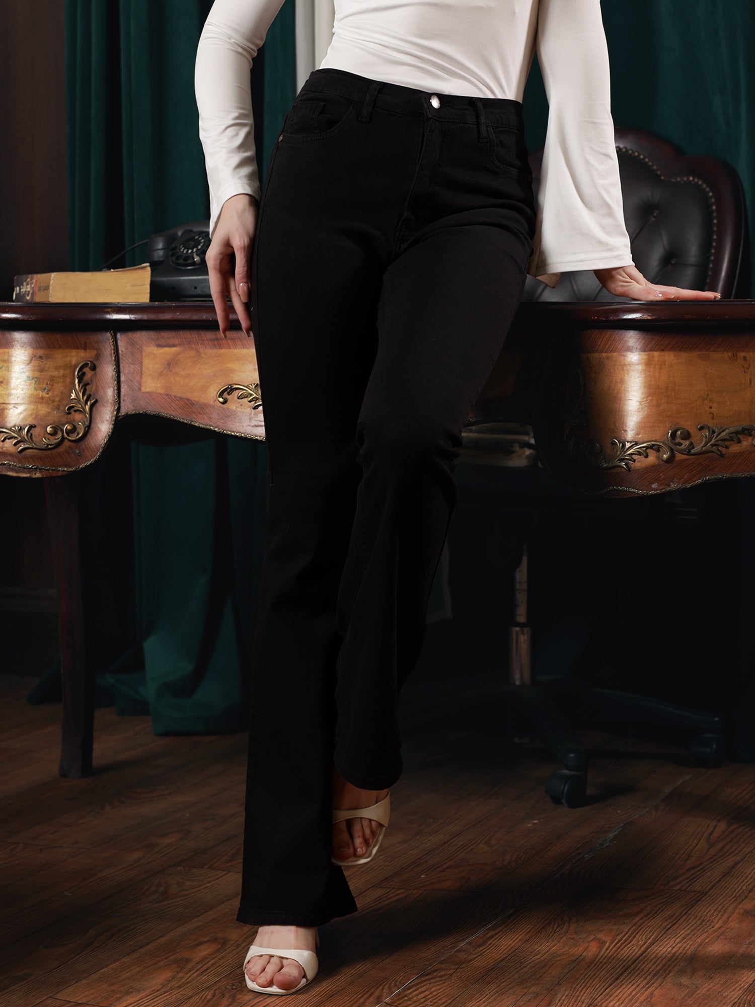 Owluxe Essential Flare Denim– FL-05 – Deep Black