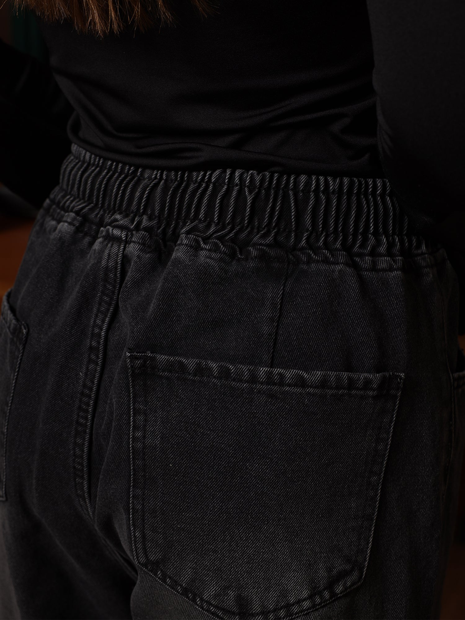 Owluxe Signature Elastic Waist Denim - Charcoal Black