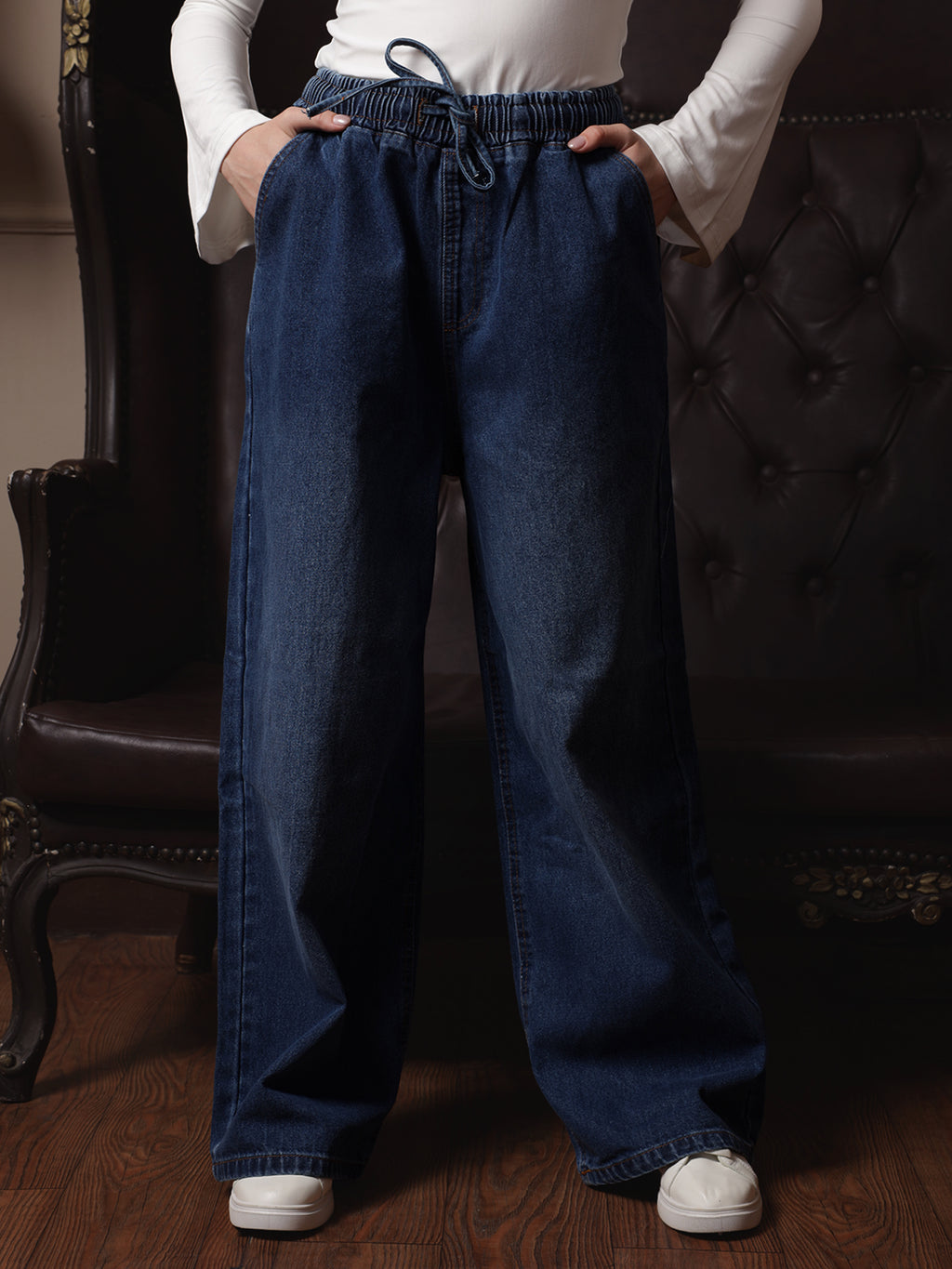 Owluxe Signature Elastic Waist Baggy Denim - BG01 - Midnight Navy