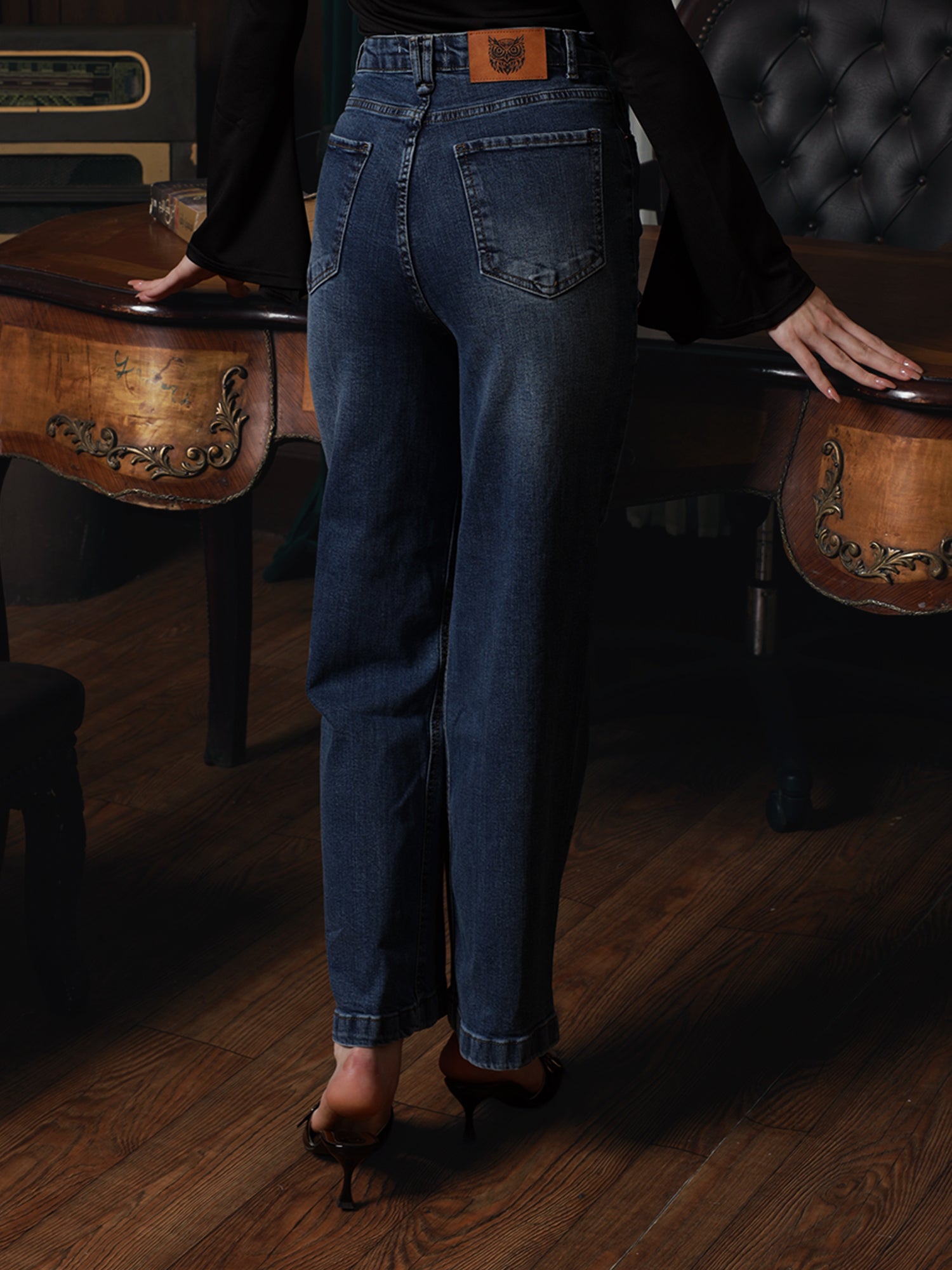 Owluxe Signature Wide-Leg Denim – WL-05 – Midnight Navy