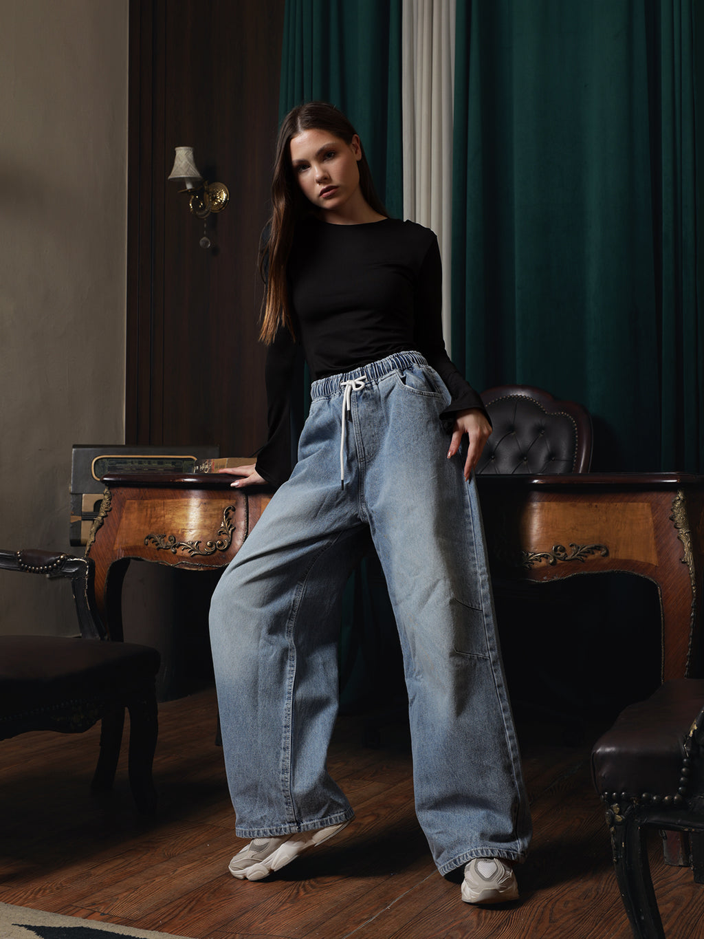 Owluxe Signature Elastic Waist Denim - Ocean Blue