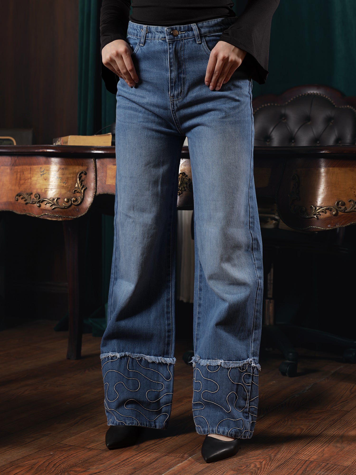 Owluxe Elite Wide-Leg Denim – WL-01 – Ocean Blue