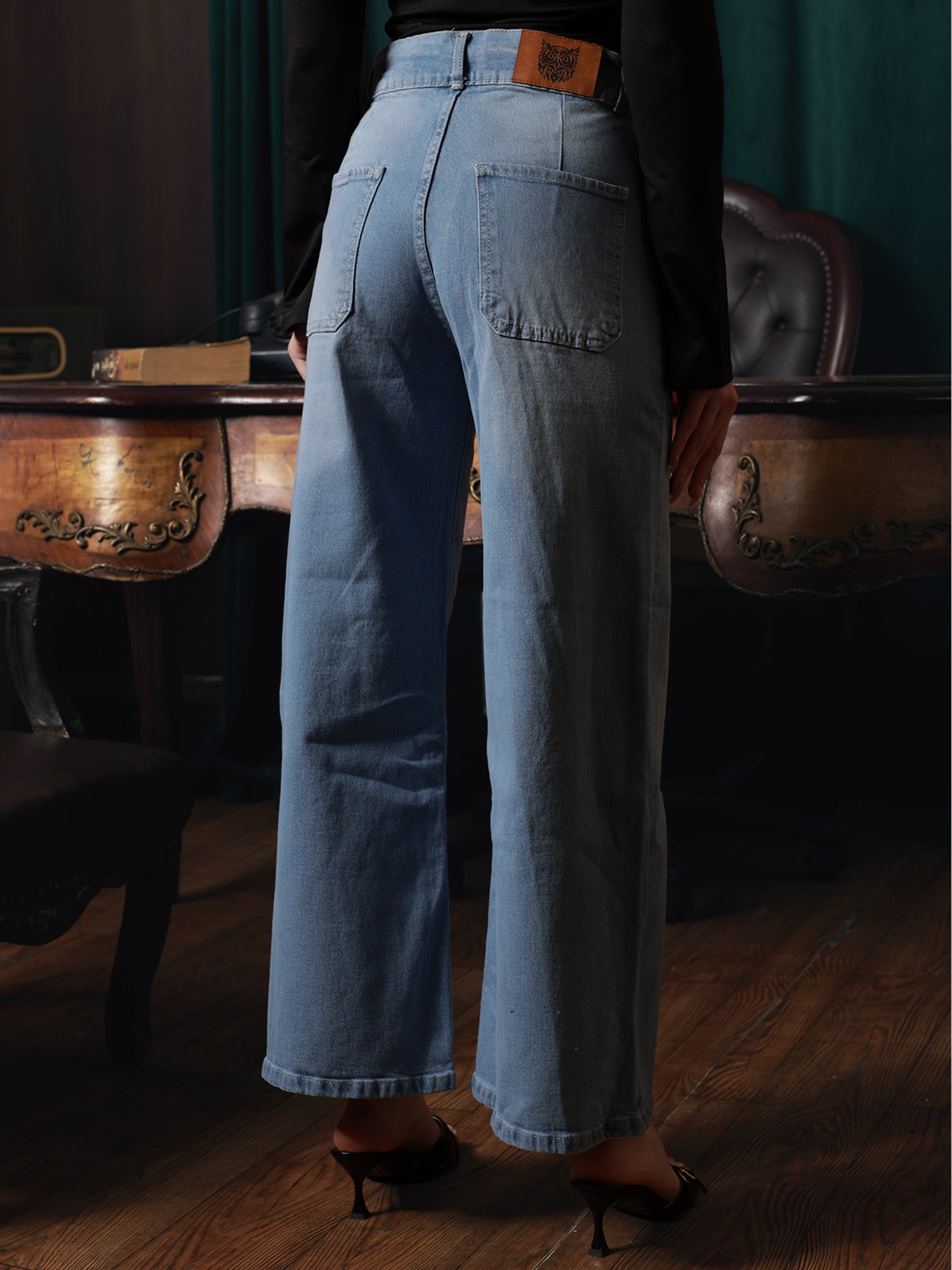 Owluxe Essential Wide-Leg Denim – WL-03 – Sky Blue (7/8 length)