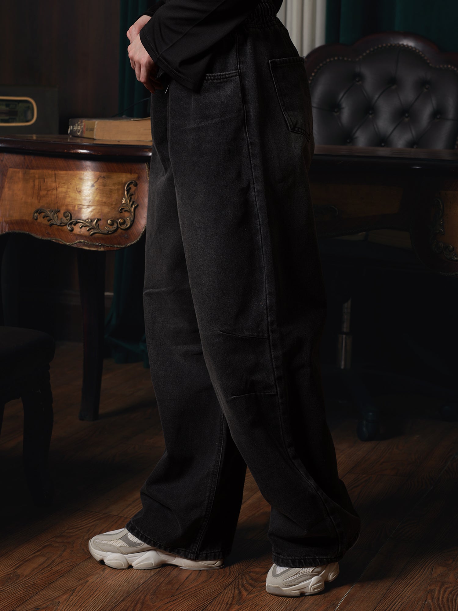 Owluxe Signature Elastic Waist Denim - Charcoal Black