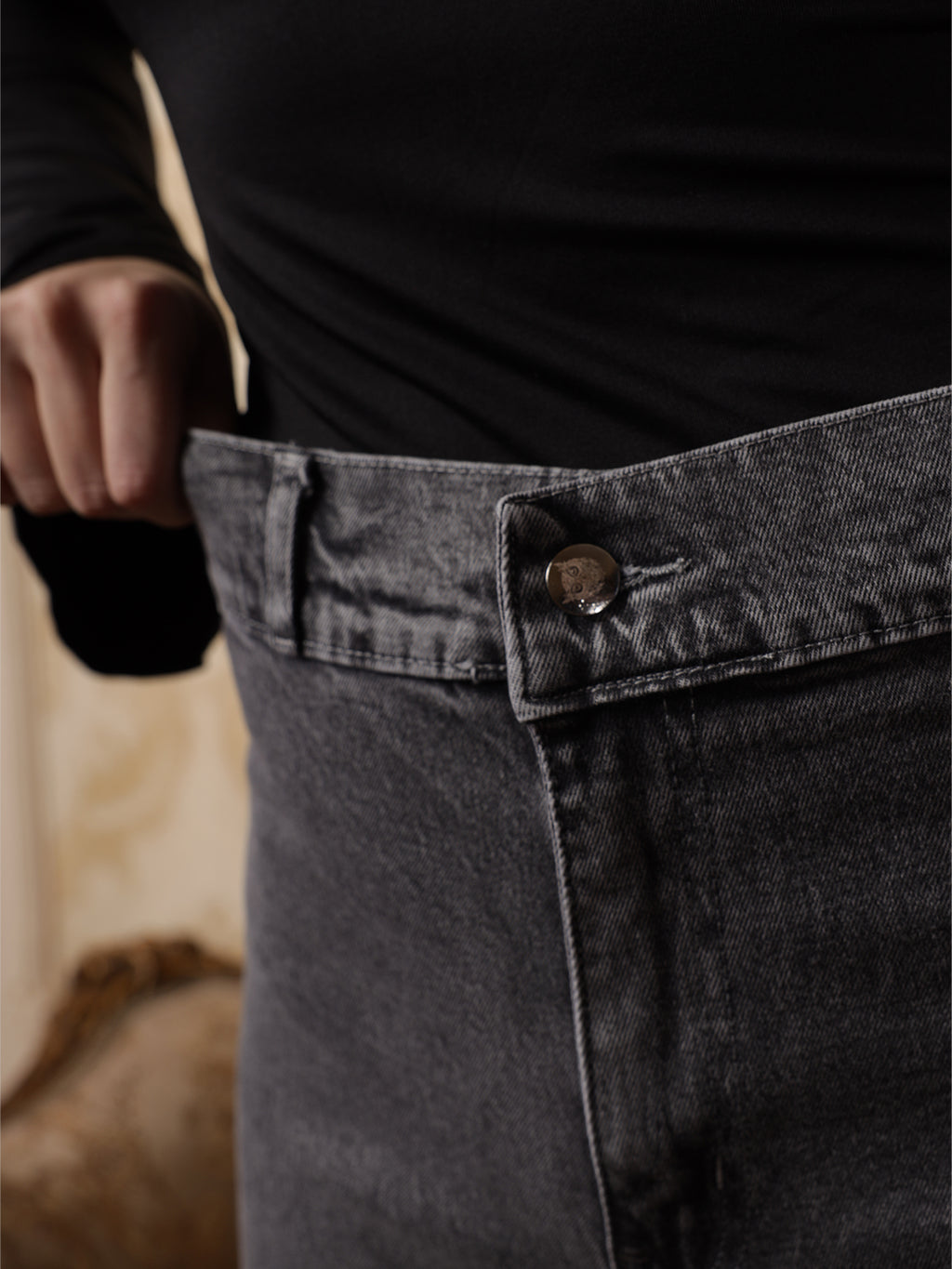 Owluxe Essential Wide-Leg Denim – WL-03 – Concrete Grey (7/8 length)