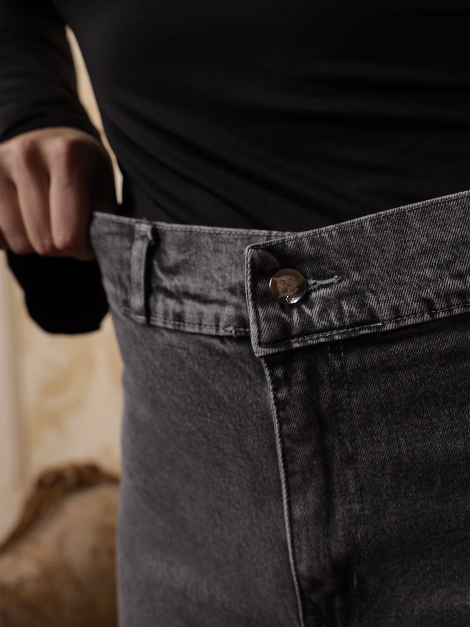 Owluxe Essential Wide-Leg Denim – WL-03 – Concrete Grey (7/8 length)