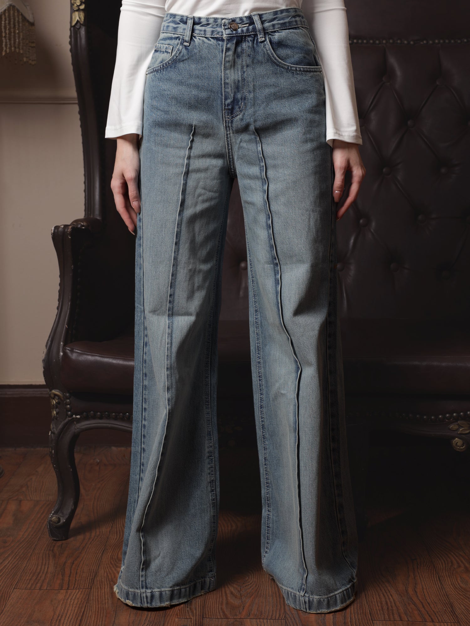 Owluxe Signature Super Wide-Leg Denim – SWL-01 – Heritage blue