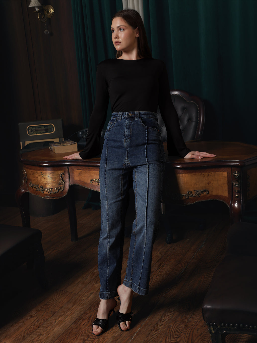 Owluxe Signature Wide-Leg Denim – WL-05 – Midnight Navy