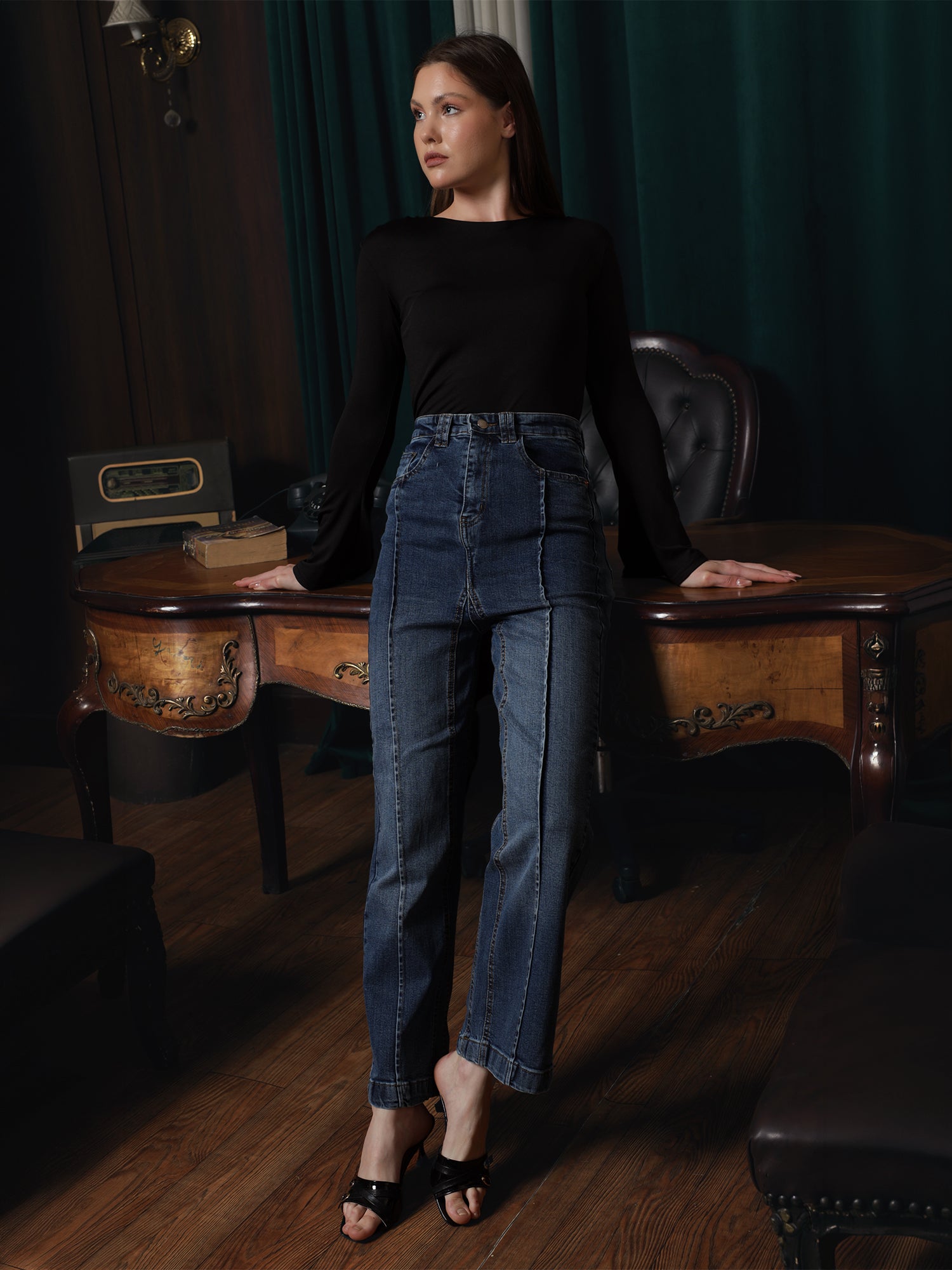 Owluxe Signature Wide-Leg Denim – WL-05 – Midnight Navy