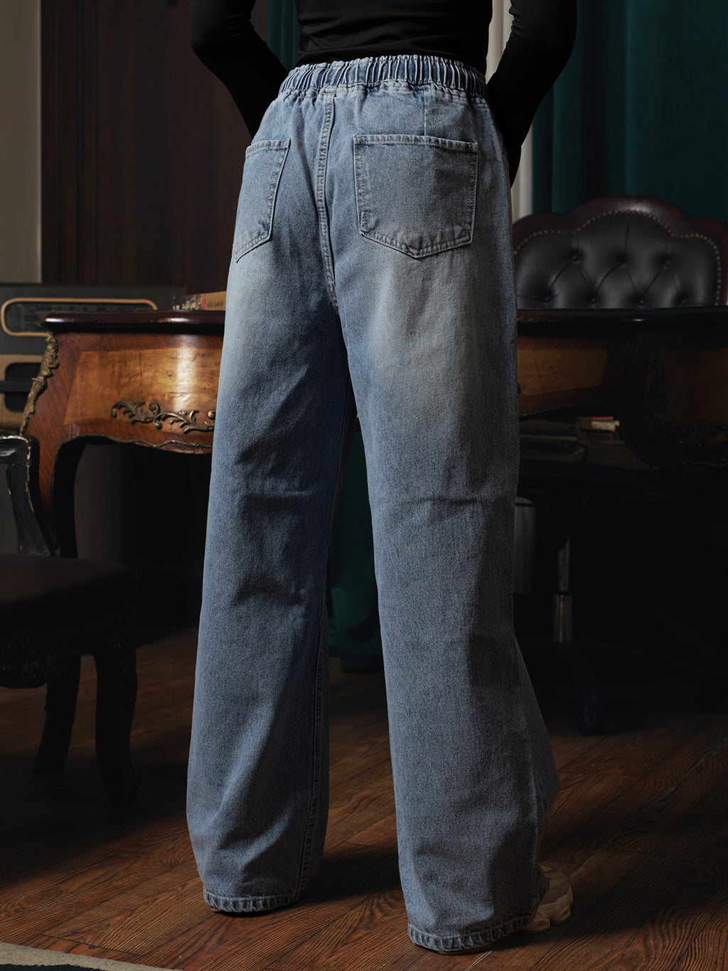 Owluxe Signature Elastic Waist Denim - Ocean Blue