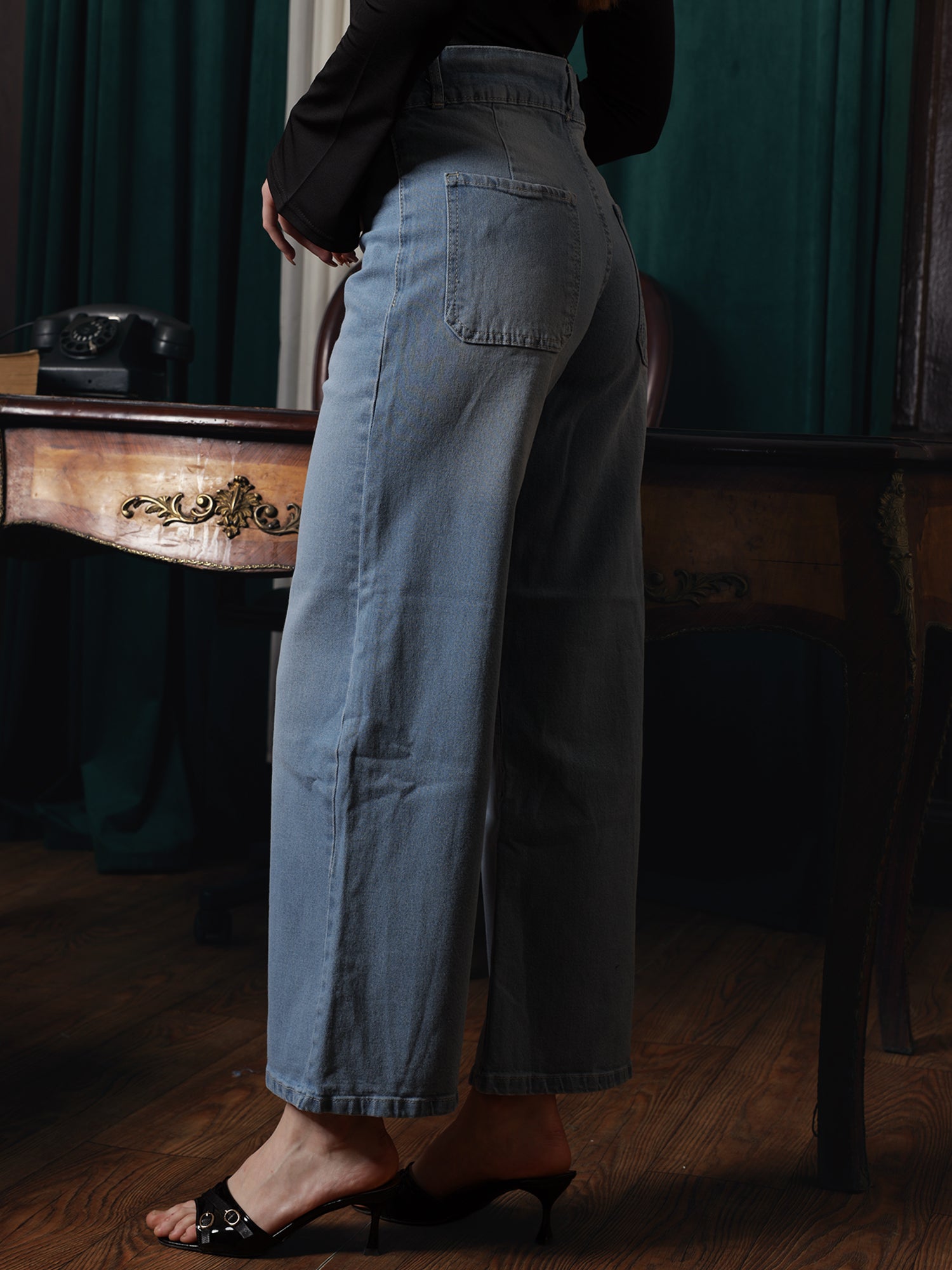 Owluxe Essential Wide-Leg Denim – WL-03 – Sky Blue (7/8 length)