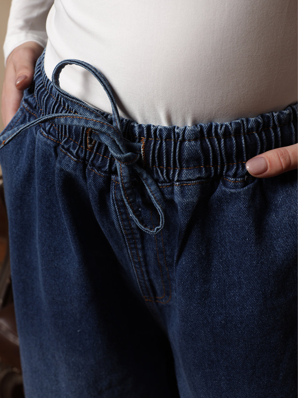 Owluxe Signature Elastic Waist Baggy Denim - BG01 - Midnight Navy