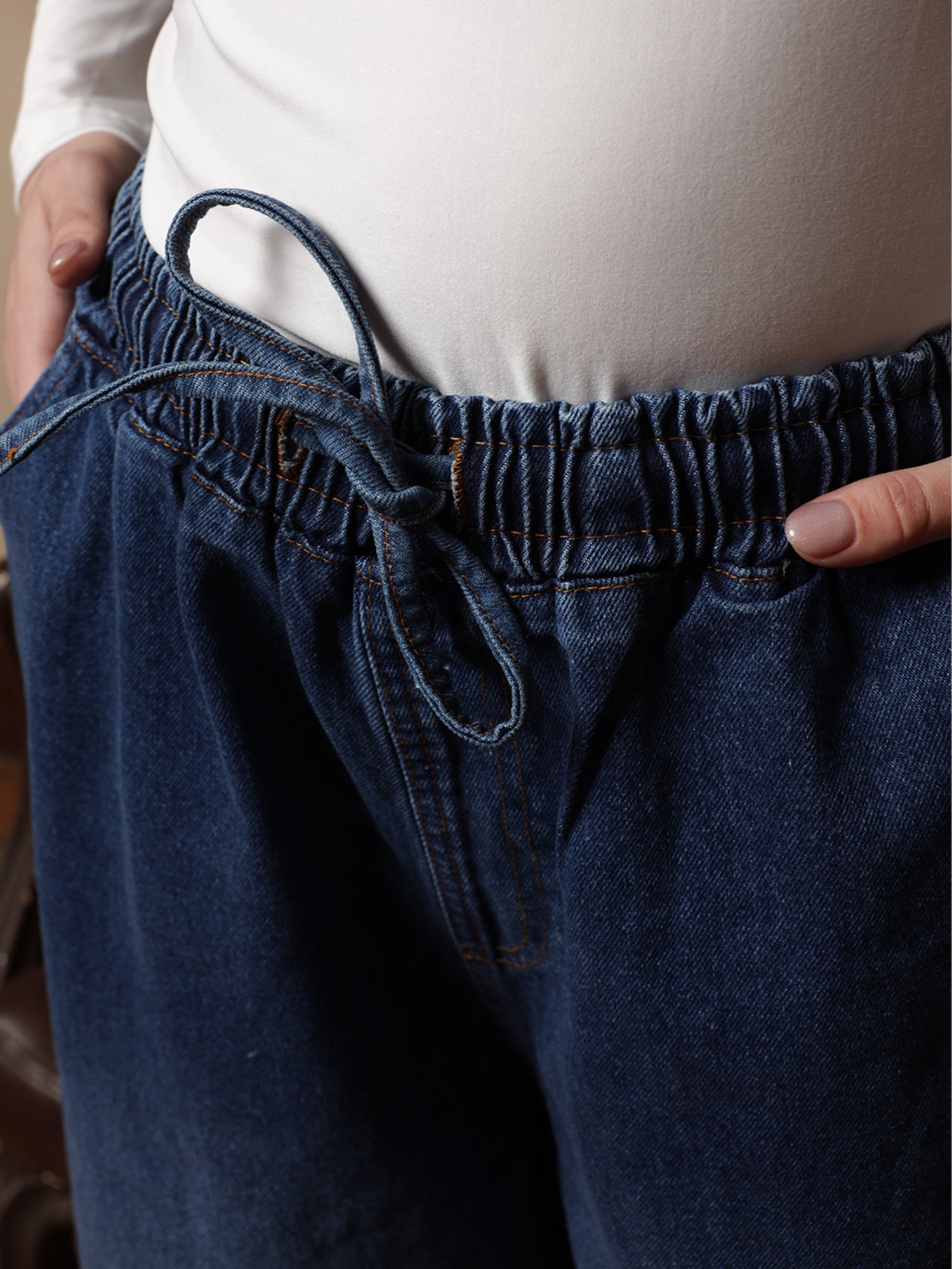 Owluxe Signature Elastic Waist Baggy Denim - BG01 - Midnight Navy