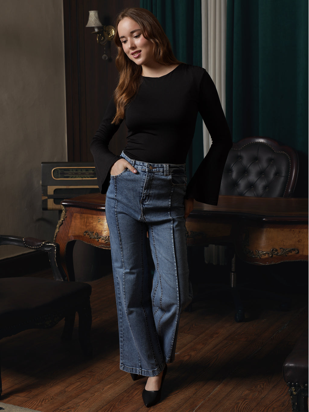 Owluxe Signature Wide-Leg Denim – WL-05 – Ocean Blue