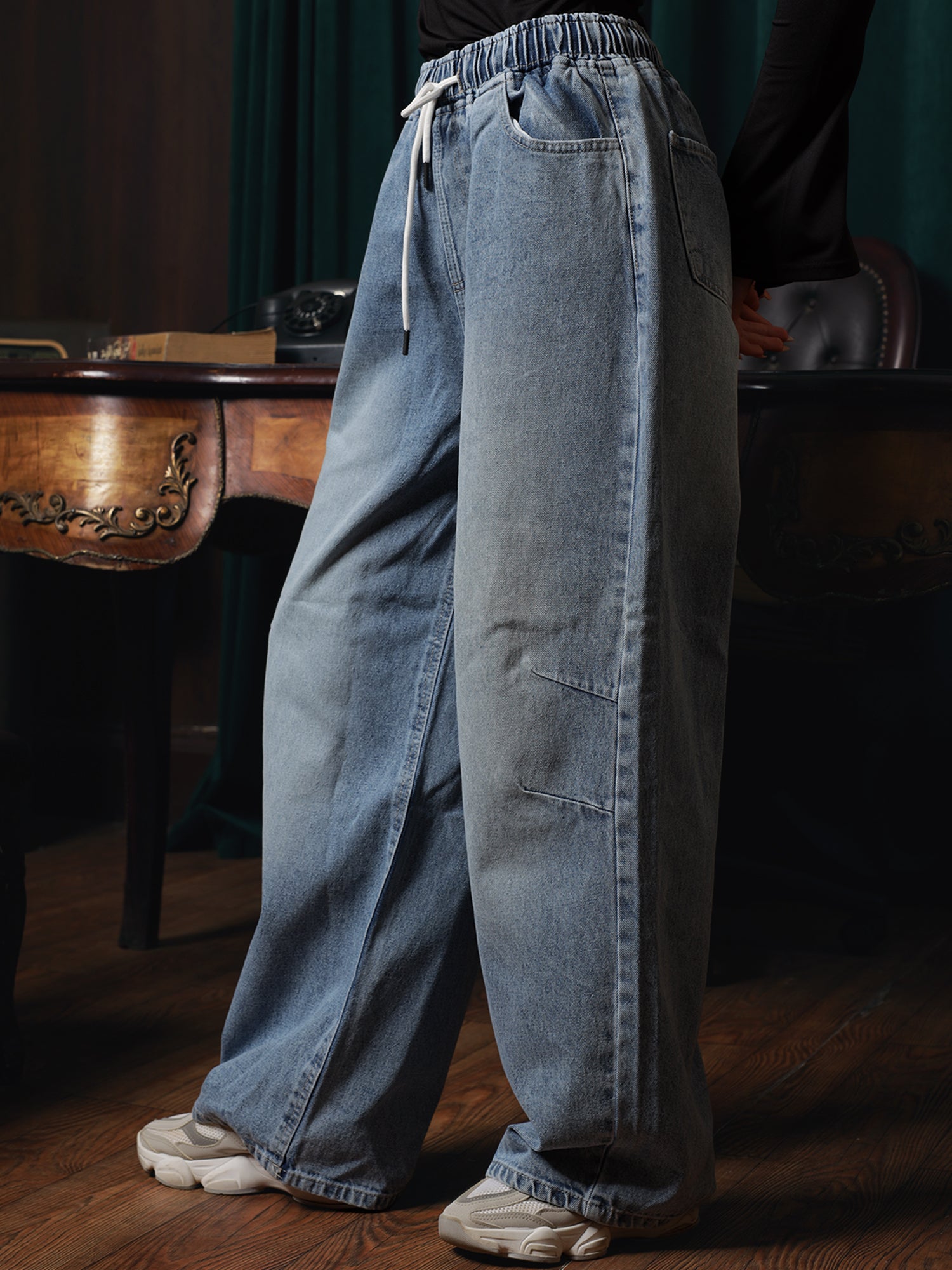 Owluxe Signature Elastic Waist Denim - Ocean Blue