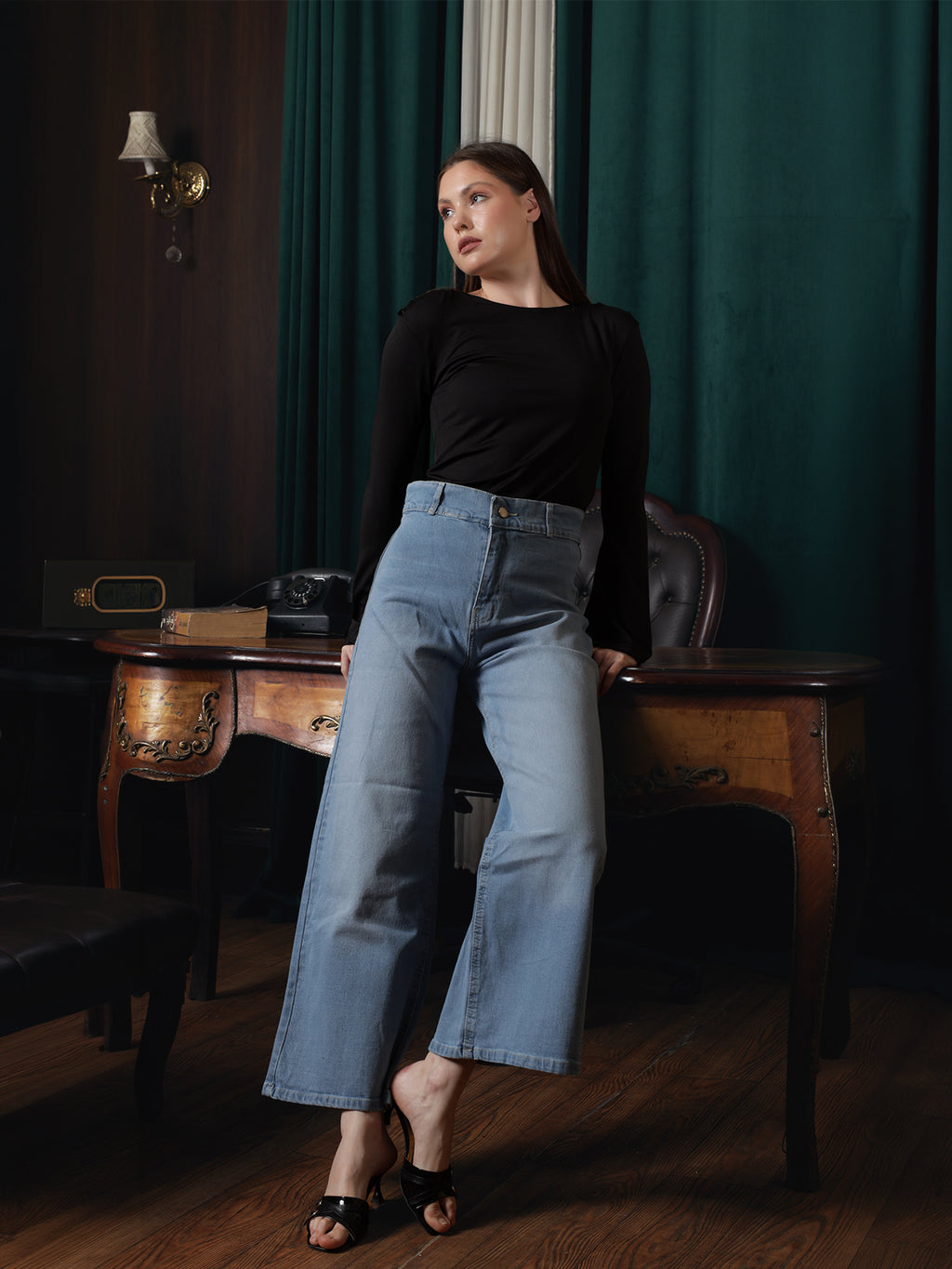 Owluxe Essential Wide-Leg Denim – WL-03 – Sky Blue (7/8 length)