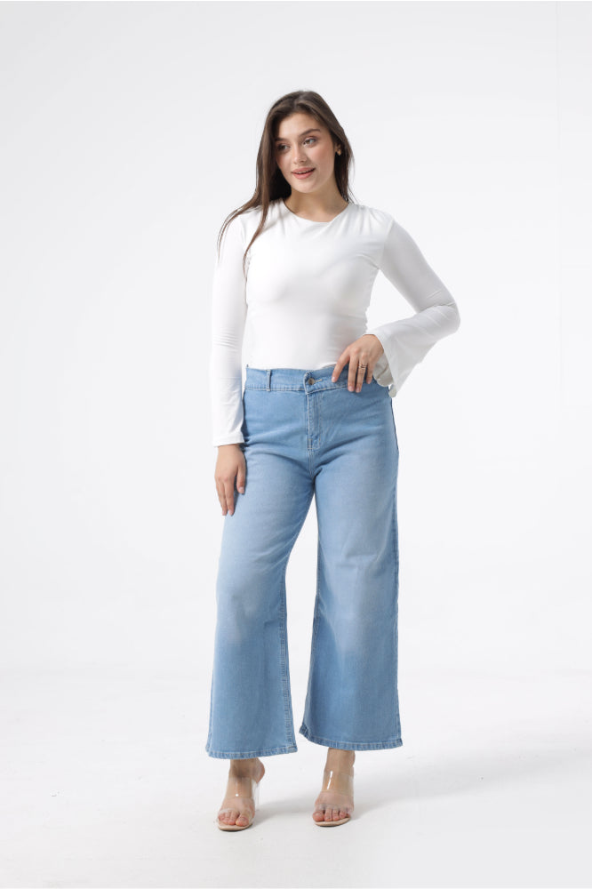 Owluxe Wide-Leg — Sky (Cropped)