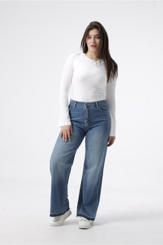 Owluxe Super Wide Leg - Mid Vintage Blue