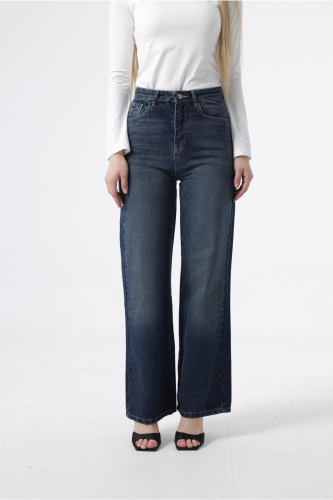 Owluxe Wide-Leg Denim – Navy