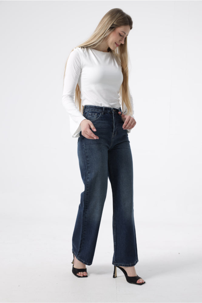 Owluxe Wide-Leg Denim – Navy