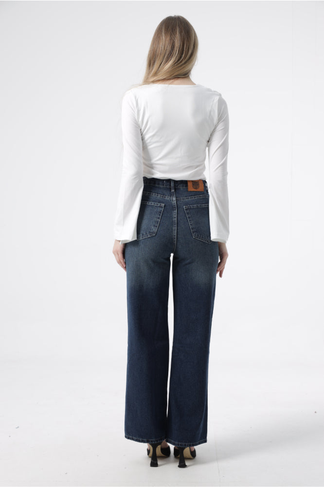 Owluxe Wide-Leg Denim – Navy